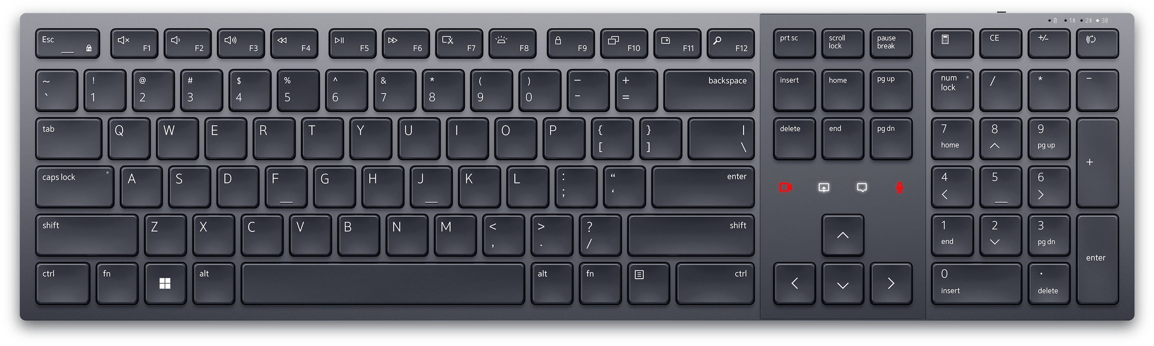 DELL KB900, Full-size (100%), Wireless, RF Wireless + Bluetooth, Scissor key switch, QWERTY, Graphite