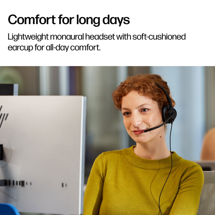 HP Poly Mission 425 Stereo USB Wired Headset, Wired, Calls/Music, 132 g, Headset, Black