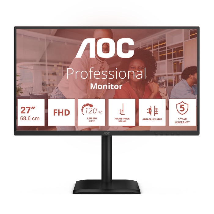 AOC 27E4U, 68.6 cm (27"), 1920 x 1080 pixels, Full HD, LED, 4 ms, Black