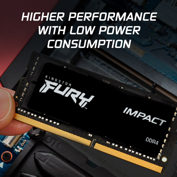 Kingston Technology FURY 8GB 3200MT/s DDR4 CL20 SODIMM Impact, 8 GB, 1 x 8 GB, DDR4, 260-pin SO-DIMM, Black