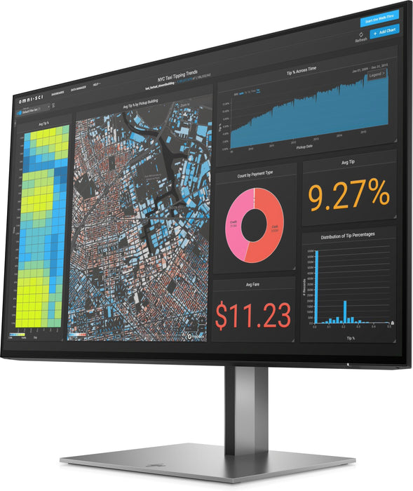 HP Z24f G3 FHD Display, 60.5 cm (23.8"), 1920 x 1080 pixels, Full HD, LED, 5 ms, Silver