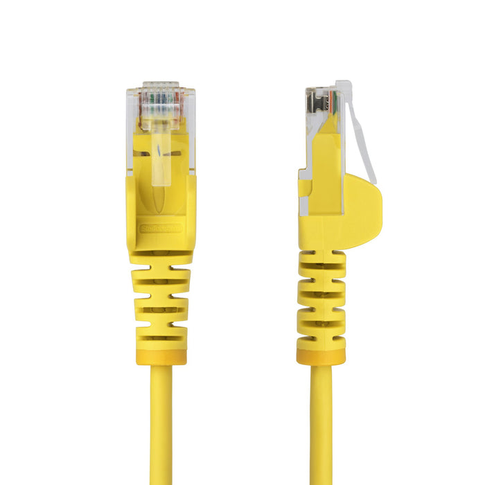 StarTech.com 1m Yellow Slim CAT6 Ethernet Cable, Snagless, 100W PoE, UTP, LSZH, 28AWG Pure Bare Copper Wire, Slim RJ45 Network Patch Cord w/Strain Reliefs, Individually Tested, 1 m, Cat6, U/UTP (UTP), RJ-45, RJ-45, Yellow