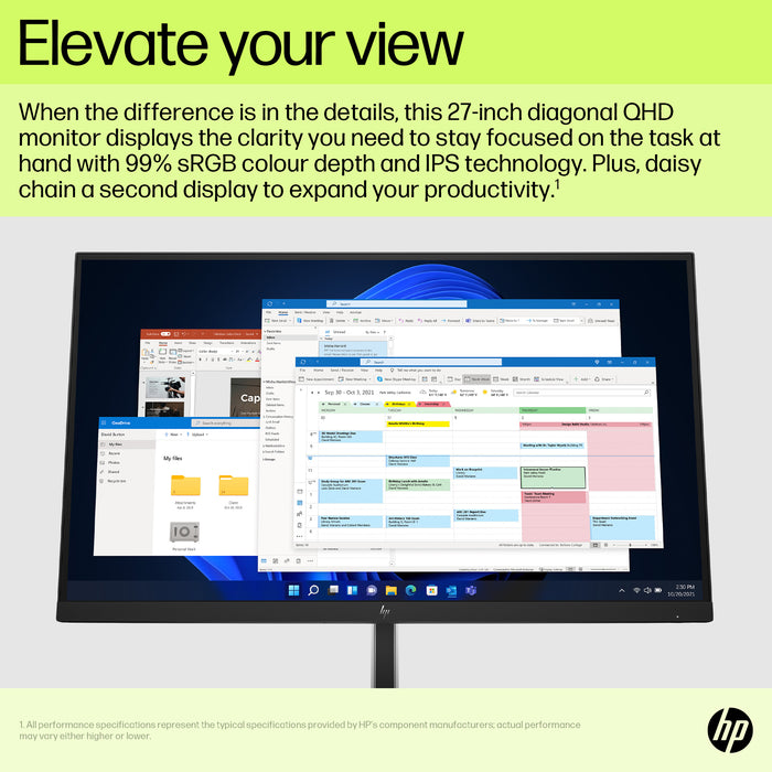 HP E27u G5 QHD USB-C Monitor, 68.6 cm (27"), 2560 x 1440 pixels, Quad HD, LCD, 5 ms, Black