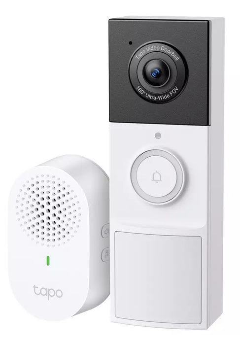 TP-Link Tapo Video Doorbell Camera, Black, White, IP65, 150°, IR, Wall, Tapo Care Cloud Storage Services