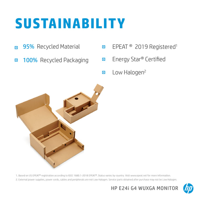 HP E-Series E24i G4 WUXGA Monitor, 61 cm (24"), 1920 x 1200 pixels, WUXGA, LCD, 5 ms, Black
