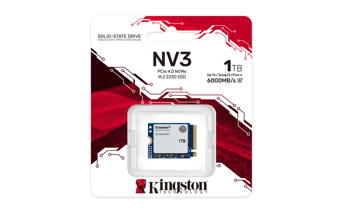 Kingston Technology 1000G NV3 M.2 2230 NVMe SSD, 1 TB, M.2, 6000 MB/s