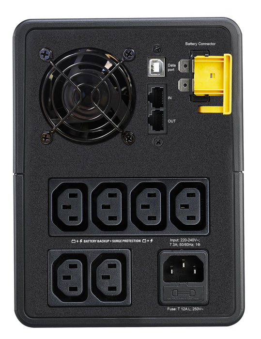 APC Back-UPS, 1600VA, Tower, 230V, 6x IEC C13 outlets, AVR, Line-Interactive, 1.6 kVA, 900 W, Sine, 140 V, 300 V