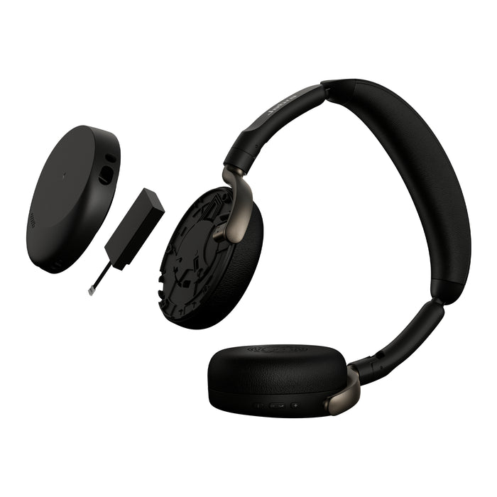 Jabra Evolve3 65 Flex UC - USB-C with Dongle - Black (Wireless Charging Pad), Wireless, 20 - 20000 Hz, Office/Call center, 143 g, Headset, Black