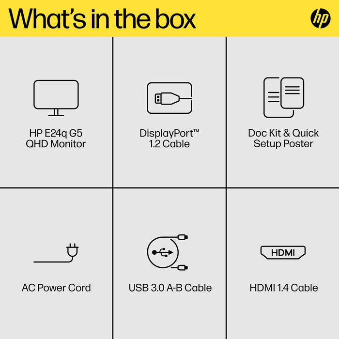HP E24q G5 QHD Monitor, 60.5 cm (23.8"), 2560 x 1440 pixels, Quad HD, LCD, 5 ms, Black