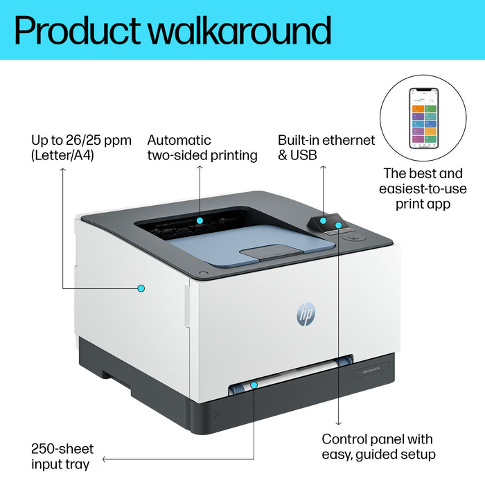 HP LaserJet Pro 3202dn Color Printer, Ethernet Only; Duplex, Laser, Colour, 600 x 600 DPI, A4, 25 ppm, Duplex printing