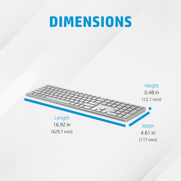 HP 970 Programmable Wireless Keyboard, Wireless, Bluetooth, Silver