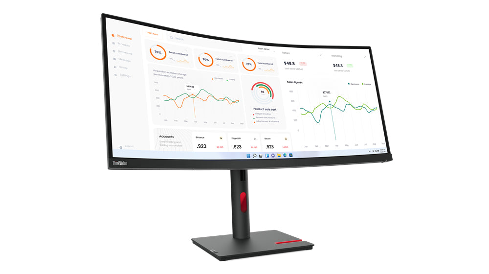 Lenovo ThinkVision T34w-30, 86.4 cm (34"), 3440 x 1440 pixels, Wide Quad HD, LED, 6 ms, Black