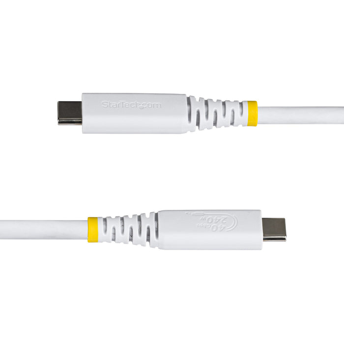 StarTech.com 1m (3ft) USB4 Cable, 40Gbps, USB-IF Certified USB-C Cable, 240W PD, 8K 60Hz/4K 240Hz DP2.1 DP40, TPE Jacket, Thunderbolt 4 Compatible - White USB-C Cord, 1 m, USB C, USB C, USB4 Gen 3x2, 40 Gbit/s, White