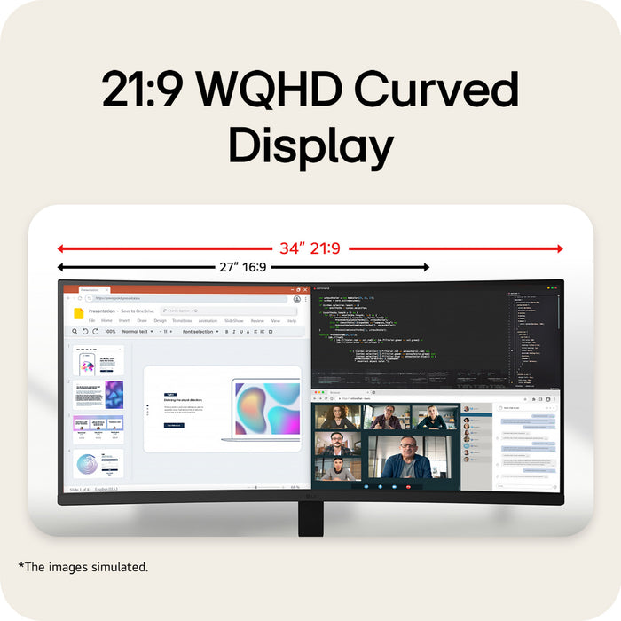 LG UltraWide U6 34U601B, 34-inch WQHD Curved (1800R) 120Hz Monitor, HDR10 & 99% sRGB AMD FreeSync™ Premium, 86.4 cm (34"), 3440 x 1440 pixels, UltraWide Quad HD, LCD, 5 ms, Black