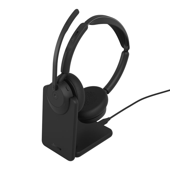 Jabra Evolve3 45 MS - USB-C with Dongle - Stereo (Charging Stand), Wireless, Office/Call center, 20 - 20000 Hz, 102 g, Headset, Black