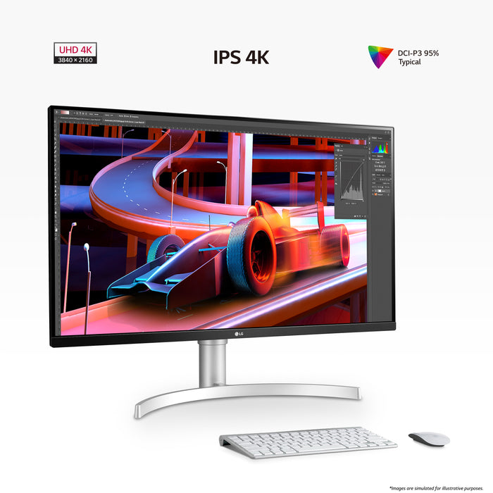 LG 32UN650K-W, 81.3 cm (32"), 3840 x 2160 pixels, 4K Ultra HD, LED, 5 ms, White
