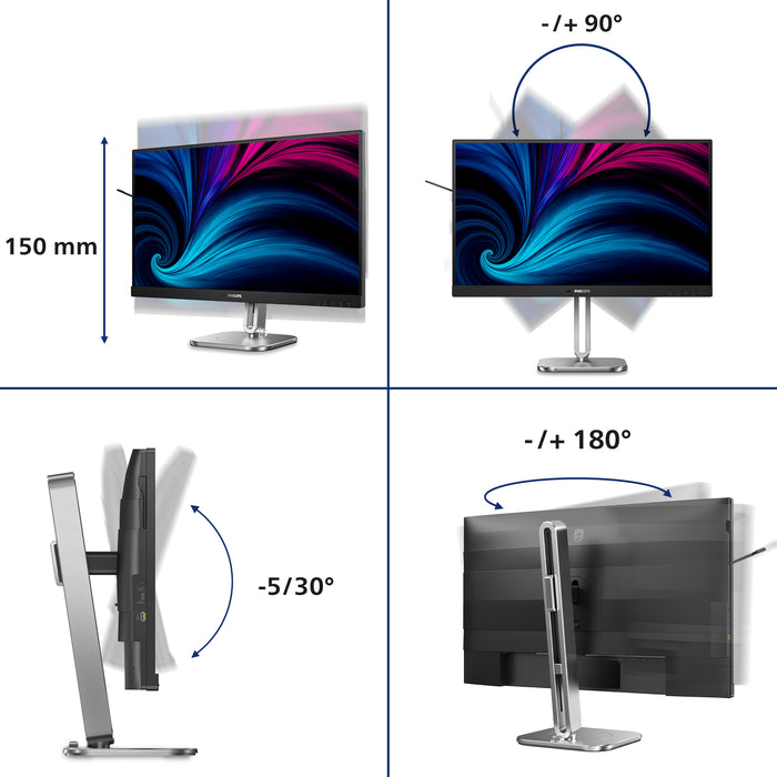 Philips 4000 series 27B2N4500/00, 68.6 cm (27"), 2560 x 1440 pixels, Quad HD, LCD, 4 ms, Grey