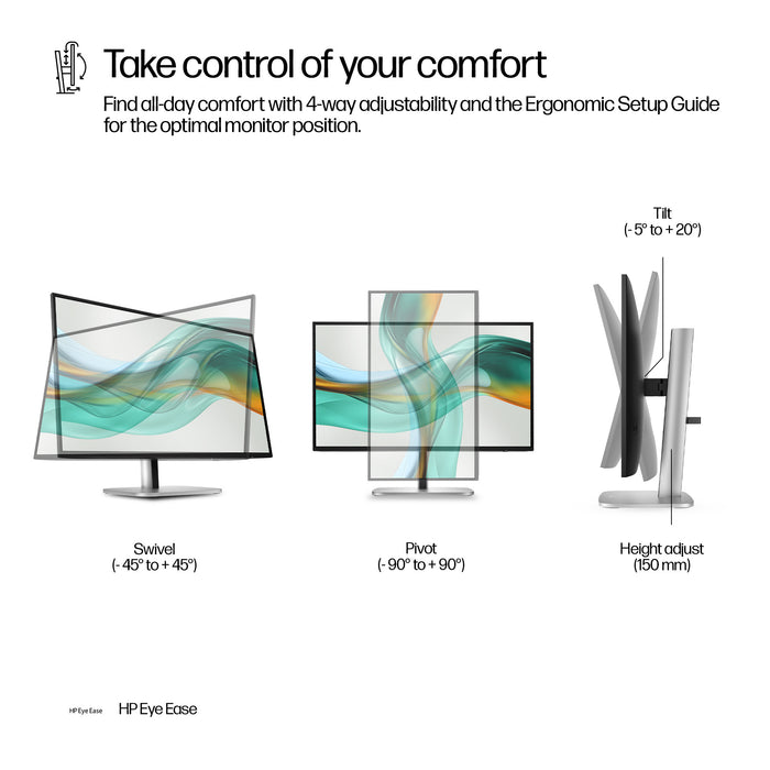 HP Series 5 Pro 27 inch QHD USB-C Monitor - 527pu, 68.6 cm (27"), 2560 x 1440 pixels, Quad HD, LCD, 5 ms, Black
