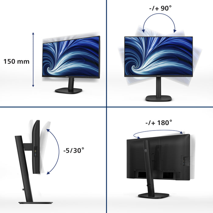 Philips 3000 series 24B2U3301/00, 60.5 cm (23.8"), 1920 x 1080 pixels, Full HD, LCD, 4 ms, Black