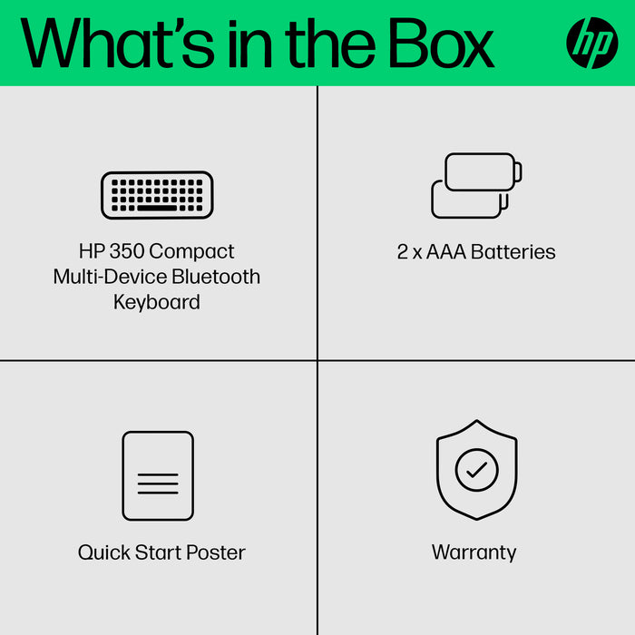 HP 350 Compact Multi-Device Bluetooth Keyboard, Wireless, Bluetooth, Mechanical, White
