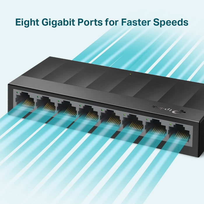 TP-Link LS1008G, Unmanaged, Gigabit Ethernet (10/100/1000), Wall mountable