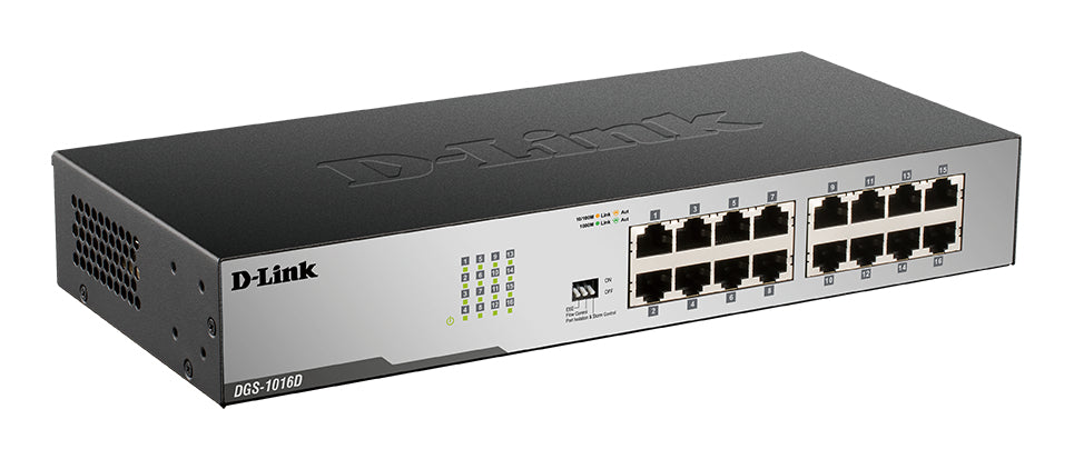 D-Link 16-Port Gigabit Unmanaged Desktop Switch, Unmanaged, Gigabit Ethernet (10/100/1000), Full duplex