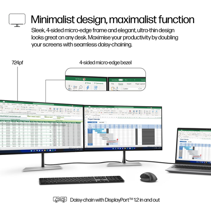 HP Series 7 Pro 23.8 inch FHD Monitor - 724pf, 60.5 cm (23.8"), 1920 x 1080 pixels, Full HD, LCD, 5 ms