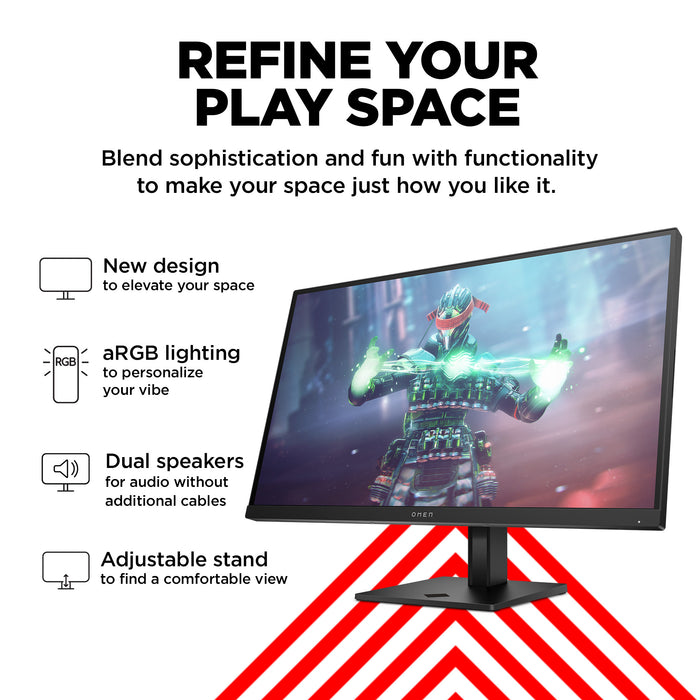 OMEN by HP OMEN by 27 inch UHD 144Hz Gaming Monitor - OMEN 27k, 68.6 cm (27"), 3840 x 2160 pixels, 4K Ultra HD, LCD, 1 ms, Black