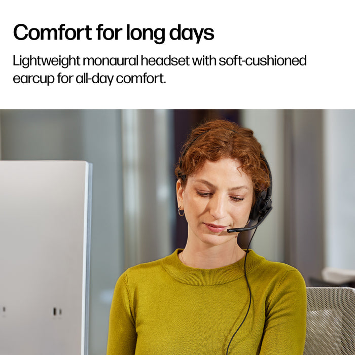 HP Poly Mission 415 Monaural USB Wired Headset, Wired, 99 g, Headset, Black