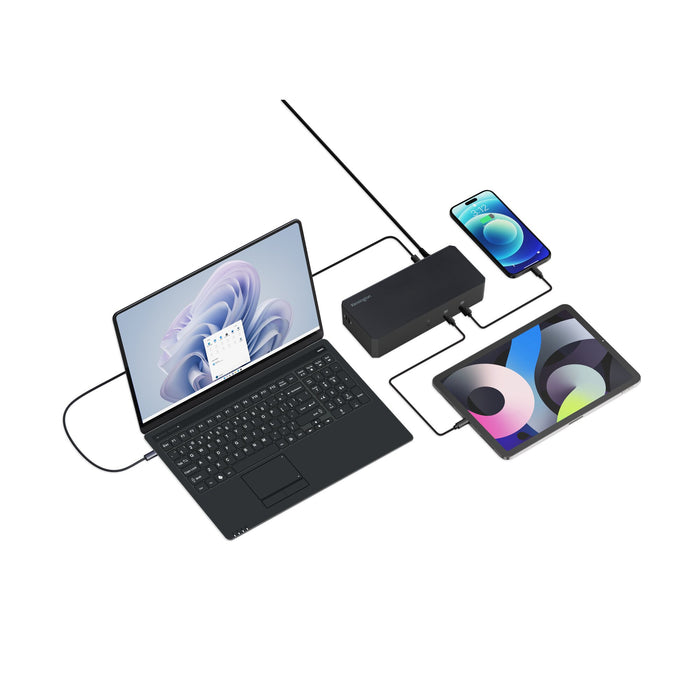 Kensington SD4843P EQ USB-C 10Gbps Triple Video Driverless Dock, 100 W, 10,100,1000 Mbit/s, 10 Gbit/s, 4K Ultra HD, 1 pc(s), 145 mm