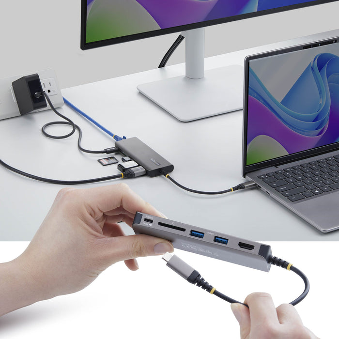 StarTech.com USB-C to HDMI Multiport Adapter, 140W PD Charging, 4K 60Hz, 3-Port USB 10Gbps Hub, SD Card Slot, 2.5GbE, Mini Dock for MacBook / Dell / Thinkpad / HP, Wired, USB 3.2 Gen 2 (3.1 Gen 2) Type-C, 140 W, 10,100,1000,2500 Mbit/s, Grey, SD