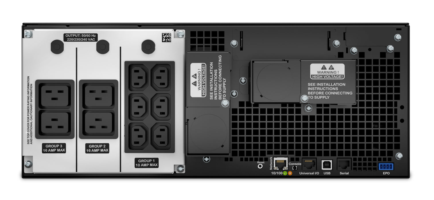 APC Smart-UPS On-Line SRT6KRMXLI - 6kW/VA, 6x C13 + 4x C19 + hardwire 1 phase output, rack mountable, Embedded NMC, Double-conversion (Online), 6 kVA, 6000 W, Sine, 100 V, 275 V