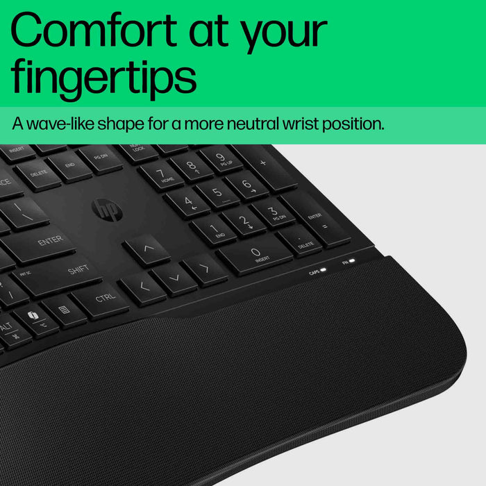 HP 480 Comfort Wired Keyboard, Full-size (100%), Wired, USB, Plunger key switch, Black