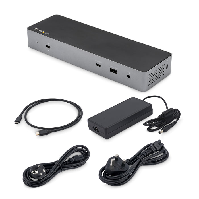StarTech.com USB C Docking Station for Macbook Pro/Air-M1/M2/M3/M4, Thunderbolt Compatible, HDMI/DisplayPort, Dual 4K 60Hz/Single 8K, USB Type-C Laptop Dock, 96W Power Delivery, USB 10Gbps, Wired, Thunderbolt 3, 96 W, 3.5 mm, Black, Grey, 40 Gbit/s