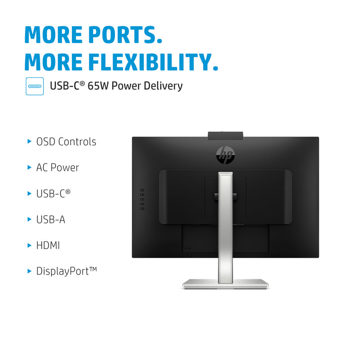 HP E-Series E27m G4 QHD USB-C Conferencing Monitor, 68.6 cm (27"), 2560 x 1440 pixels, Quad HD, LCD, 5 ms, Black