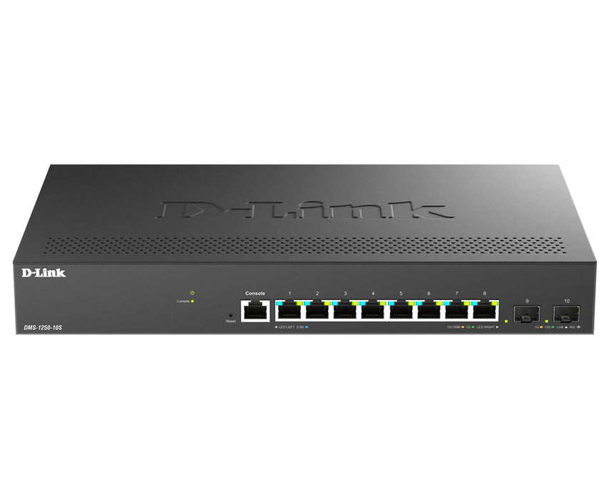 D-Link 10-Port Multi-Gigabit Smart Managed Switch including 8 x 2.5G & 2 10G SFP+, Managed, L2/L3, 2.5G Ethernet (100/1000/2500), Rack mounting