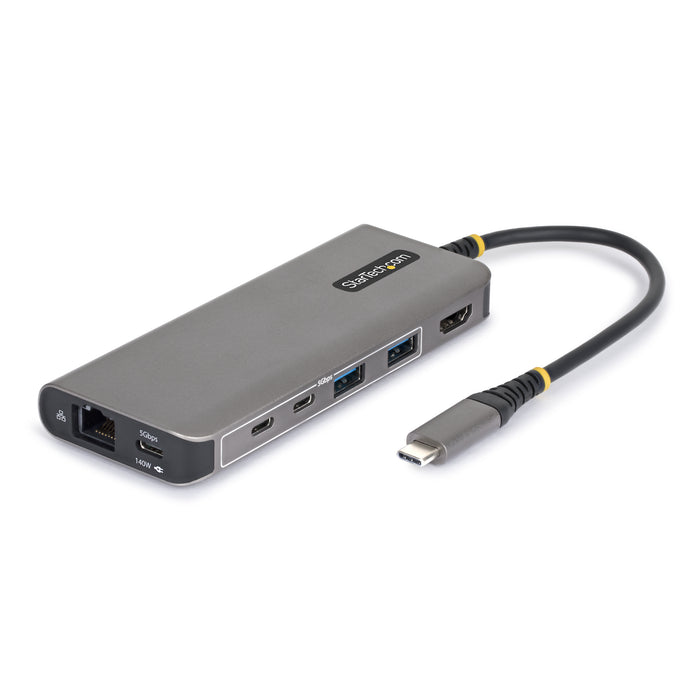 StarTech.com USB-C to HDMI Multiport Adapter with 140W PD Charging, 4K 60Hz, 5-Port USB 5Gbps Hub, GbE, Type-C Mini Dock for MacBook / Dell / Thinkpad / HP, Wired, USB 3.2 Gen 1 (3.1 Gen 1) Type-C, 140 W, 10,100,1000 Mbit/s, Grey, 5 Gbit/s