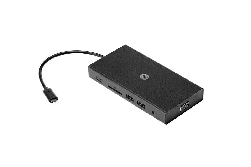 HP Travel USB-C Multi Port Hub, Wired, USB 2.0, Black, MicroSD (TransFlash), SD, China, Compatible with PCs with available USB Type-C port.