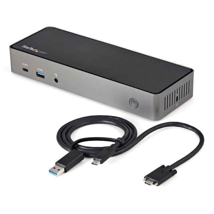 StarTech.com USB-C & USB-A Dock - Hybrid Universal Triple Monitor Laptop Docking Station DisplayPort & HDMI 4K 60Hz - 85W Power Delivery, 6x USB Hub, GbE, Audio - USB 3.1 Gen 2 10Gbps , TAA (DK31C3HDPDUE)
