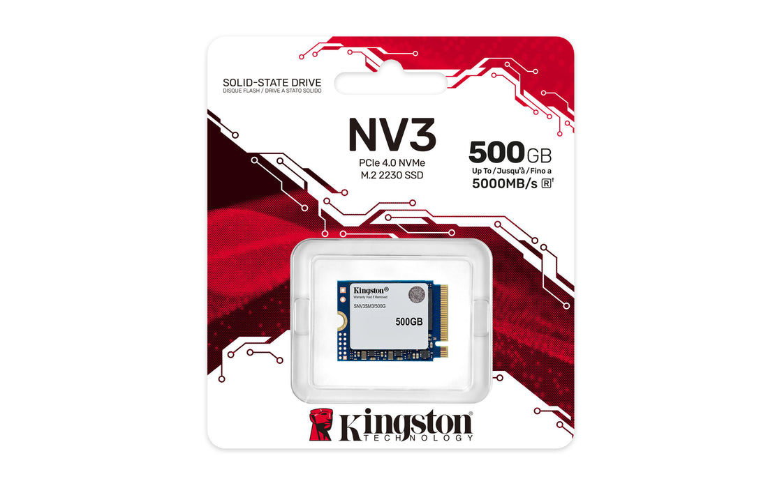 Kingston Technology 500G NV3 M.2 2230 NVMe SSD, 500 GB, M.2, 5000 MB/s
