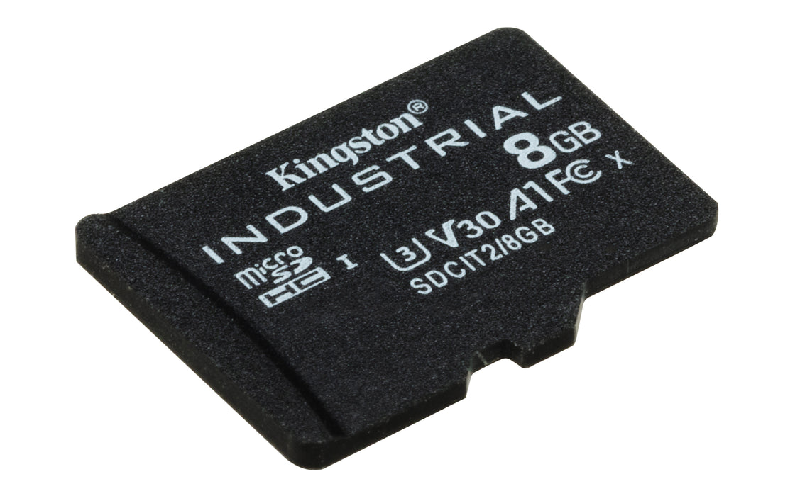 Kingston Technology 8GB microSDHC Industrial C10 A1 pSLC Card Single Pack w/o Adapter, 8 GB, MicroSDHC, Class 10, UHS-I, 100 MB/s, 80 MB/s