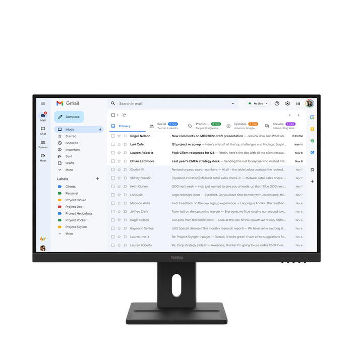 Lenovo ThinkVision E27-40 Monitor, 68.6 cm (27"), 1920 x 1080 pixels, Full HD, LCD, 6 ms, Black