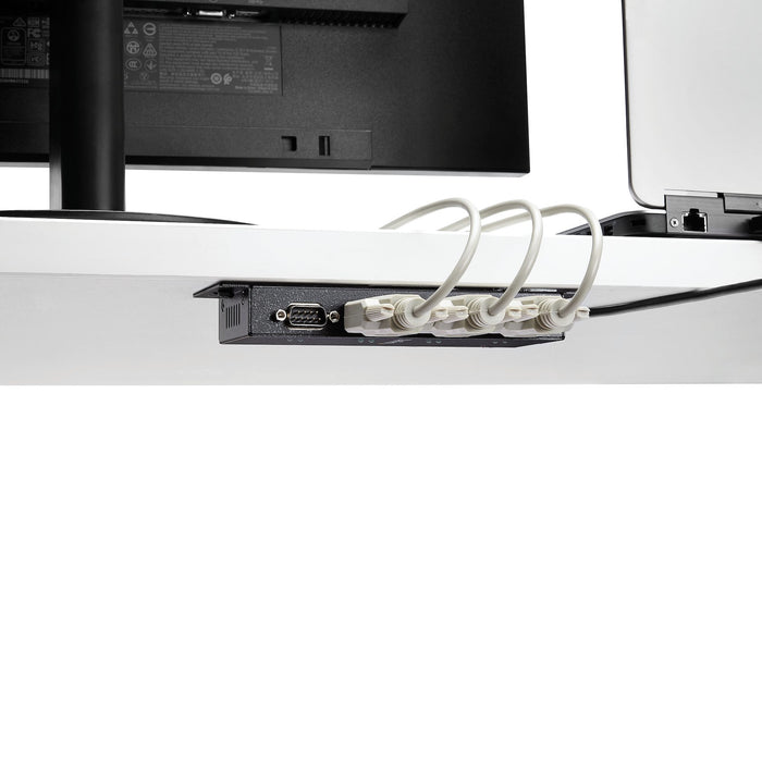 StarTech.com 4 Port USB to DB9 RS232 Serial Adapter Hub – Industrial DIN Rail and Wall Mountable - TAA, USB 2.0 Type-B, Serial, Black, Steel, Activity, USB