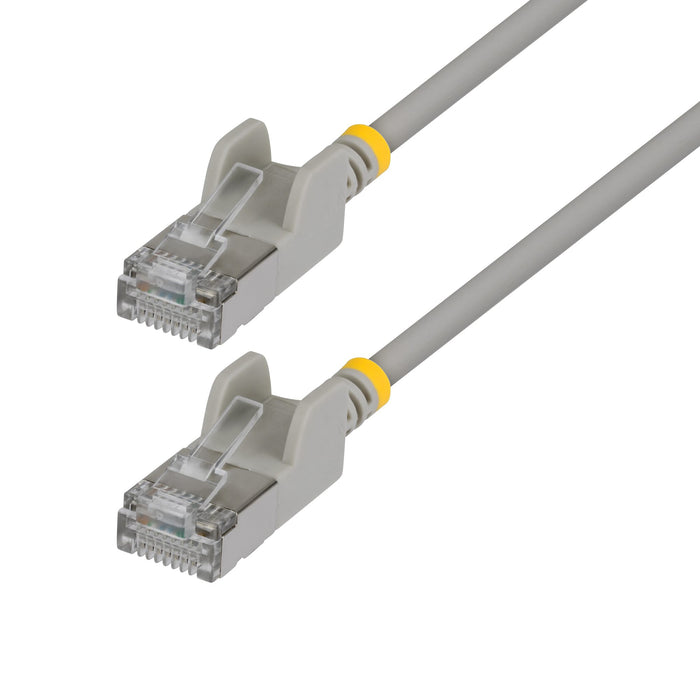 StarTech.com 2m Gray Ultra Slim Cat6A Ethernet Cable, Snagless, FTP, Pure Bare Copper Wire, 34AWG Slim RJ45 Network Patch Cord, Individually Tested, 2 m, Cat6a, U/FTP (STP), RJ-45, RJ-45, Grey
