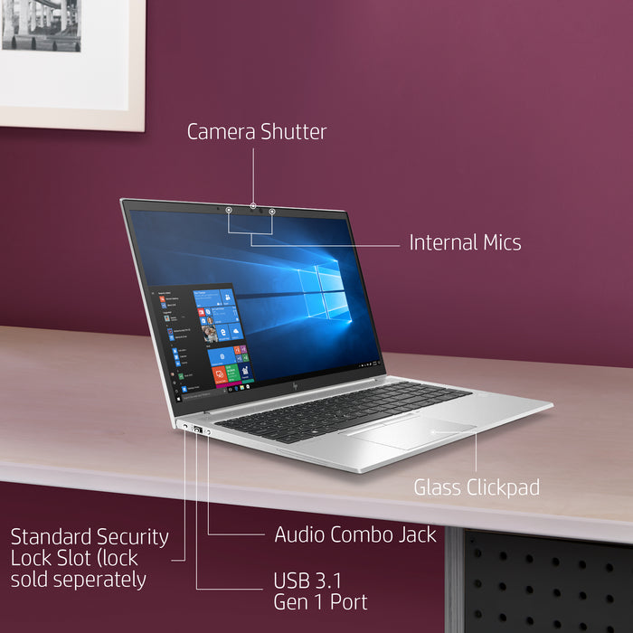 HP EliteBook 855 G7, AMD Ryzen™ 5 PRO, 2.1 GHz, 39.6 cm (15.6"), 1920 x 1080 pixels, 16 GB, 512 GB