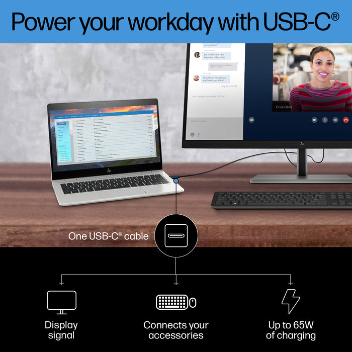 HP E-Series E27k G5 4K USB-C Monitor, 68.6 cm (27"), 3840 x 2160 pixels, 4K Ultra HD, LCD, 5 ms, Black, Silver