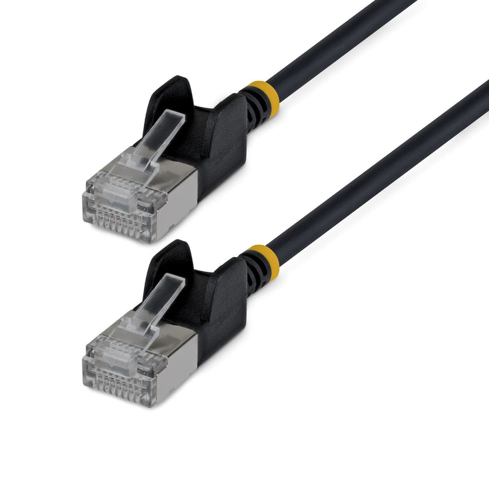 StarTech.com 50cm Black Ultra Slim Cat6A Ethernet Cable, Snagless, FTP, Pure Bare Copper Wire, 34AWG Slim RJ45 Network Patch Cord, Individually Tested, 0.5 m, Cat6a, U/FTP (STP), RJ-45, RJ-45, Black