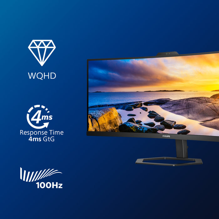 Philips 5000 series 34E1C5600HE/00, 86.4 cm (34"), 3440 x 1440 pixels, 4K Ultra HD, LED, 4 ms, Black