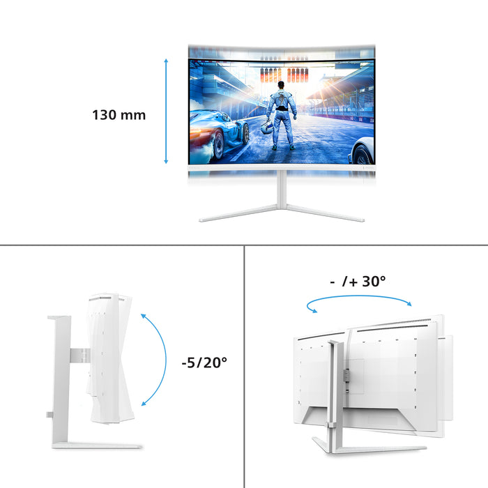 Philips Evnia 5000 32M2C5501/00, 80 cm (31.5"), 2560 x 1440 pixels, Quad HD, LCD, 1 ms, White