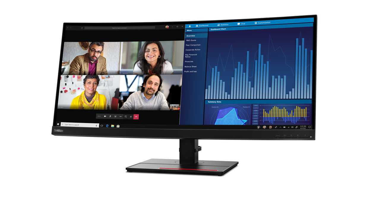 Lenovo ThinkVision P34w-20, 86.7 cm (34.1"), 3440 x 1440 pixels, Wide Quad HD, LED, 6 ms, Black